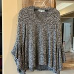 Penelope Project Sweater Heather Black Flowy Bell Waterfall Sleeves Choker Neck Size XS Photo 7