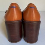 Franco Sarto Tan Leather Block Heel Loafers Women’s Sz 9.5M Classic Penny Heels Photo 5