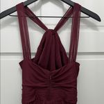 David's Bridal Wine Colored Halter Neck Floor Length Maxi Dress - Size 2 Photo 7