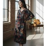 Ego Trippin’ Floral Velvet Maxi Dress Vintage Retro Vibrant XS Red Photo 12