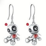 1pair Creative Funny Silver Plated Voodoo Doll Pendant‎ Earrings, Trendy Punk Photo 3