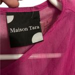 Maison Tara Seersucker sleeveless bright pink maxi dress size 8 Photo 3