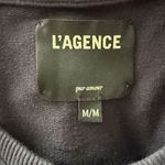 L'Agence  Christy Split Hem Long Sleeve Embroidered‎ Sweatshirt Midnight Photo 3