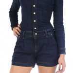 7 For All Mankind  Dark Denim Romper with Gold Buttons Photo 0