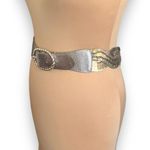 Vintage Statement Belt Metallic Silver Gold Braided Leather Sequins Beads Boho Gold Photo 2