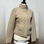 Calvin Klein  XS Tan lightweight puffer Women's Jacket High neck front zip & snap Photo 3