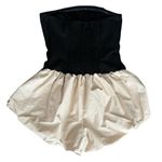 Anthropologie  Maeve Women’s Strapless Black Cream Bubble Shorts Romper Sz Medium Photo 5