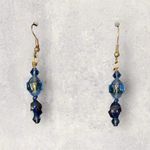 Vintage Estate Art Deco Faceted Little Beads Dangle Earrings Pierced Blue Photo 7