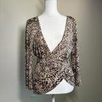Chico's Vtg Travelers Size 1 Leopard Cheetah Print Wrap Blouse Soft Cardigan Photo 3