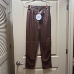 Princess Polly  - Leather Brown Straight Leg Pants NWT Photo 2