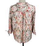 Allison Daley Petite Large Top Button-Up Hi-Low Hem Tie Front Abstract V-Neck Photo 5