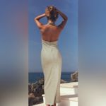 ZARA  BACKLESS HALTER MAXI DRESS WITH METALLIC GOLD THREAD AND SIDE RUCHING SZ SM Photo 1