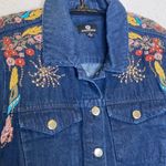 Curations Long Sleeve Button Down Denim Jacket Embroidered Studded EUC Sz M Size M Photo 2