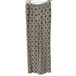 ZARA  Floral High Rise Pull On Crinkle Knit Casual Straight Leg Pants Sz Medium Photo 2