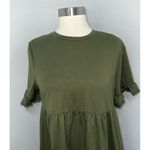 SheIn Dress Women Medium Army Green Short Sleeve Babydoll Tiered Pullover Cotton Photo 1