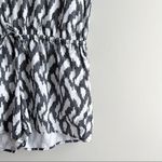 J.Crew  Linen Blend‎ Short Sleeve Romper w/ pockets in Black White Ikat Print, XS Photo 7