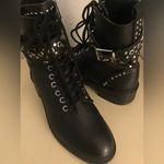 ZARA  women black leather biker stud boots US 6.5 Euro 37 Photo 1
