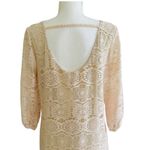 Rachel Kate  Cream Pink Lace Overlay 3/4 Sleeve Scoop Neck Mini Dress Medium NEW Photo 5