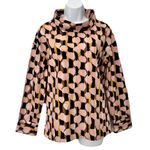 COS  Peach Abstract Funnel Neck Cotton Poplin Long Sleeve Blouse, Size 10 Photo 0