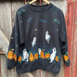 Artisan Vintage Artisans Halloween All Over Print Sweatshirt Ghosts Pumpkins Large/XL Photo 0