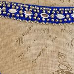 Sequin Hearts  Blue Dress Prom Formal Holiday Accordion Shift Rhinestones Medium Photo 5