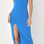 Lulus LULU’S Keeper Of My Heart Blue One-Shoulder Maxi Dress Photo 1