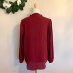 Olivaceous Anthropologie Maroon Semi Sheer V-Neck Tunic Blouse Photo 2
