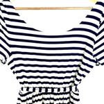 Gilli Striped Midi Dress Size L Navy Blue White Tie Waist Lined Short Sleeve Size L Photo 4