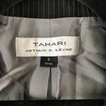 Tahari  Arthur S Levine Womens Blazer One Button Notch Lapel Pinstripe Black 8 Photo 3