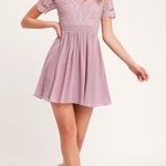 Lulu's | Angel in Disguise Lace Skater Dress, Dusty Lavender, Size S Purple Photo 0