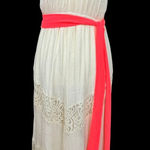 Dainty Hooligan Boho Chic Halter Maxi Dress Coral Ivory Crochet Lace Womens M Photo 0