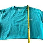 Alphalete  Womens M Short Sleeve Boxy Crop Top Aqua Blue Pump Cover Oversized New Photo 7