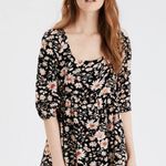 American Eagle  Floral Printed Puff Sleeve Babydoll Mini Dress Cottagecore XS Photo 2