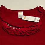 Gymboree  Women Size 10 Red Short Sleeve Sweater Ruffle‎ Trim Collar Holiday NEW Photo 3
