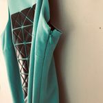 Tibi New  Green Teal Turquoise Black Bonded Vinyl Applique Dress Women's Size 2 Photo 4