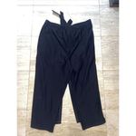 Eileen Fisher  Black Jersey Wrap Front Pant Gaucho Wide‎ Leg Crop Stretch Size L Photo 2
