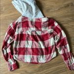 American Eagle  Cropped Flannel Hoodie Size XS Photo 6