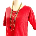 Amrita Singh 18K gold plated multi brass chain necklace, synthetic rubies, NWT Photo 1