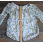 Rosemarine Made In Italy 100% Silk Floral Balloon Hem Blouse Top L Size L Photo 4