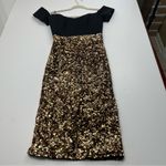 Dress the Population  Bailey Sequin Dress Womens‎ XS Black Gold Bodycon Midi NWOT Photo 8