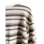 ZARA Crop Rustic Sweater Striped Long Sleeves Cotton White Gray Crew Neck Medium Photo 5