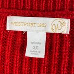 Westport  1962 Vintage Red Knit V-Neck Holiday Party Cable Knit Sweater, Size 3X Photo 2