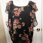 WD•NY WD NY 3X Sheer Romantic Floral Flutter Sleeve Top Photo 0