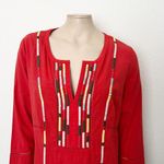 prAna [] Red Embroidered Lahela Coverup Tunic Mini Dress Long Sleeves Sz Medium M Photo 3
