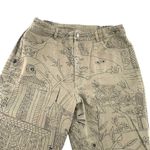 Chico's  Funky Unique Polynesian Novelty Print Ankle Jeans Olive Green size 8 Photo 3