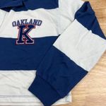 Women's Striped Long Sleeve Oakland Graphic Polo T Photo 4