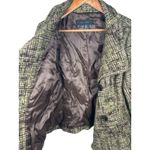 ZARA Woman Size 12 Tweed Plaid Blazer Jacket Green Brown Wool Blend Button Front Photo 4