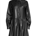 Rebecca Taylor NEW $395 Black Vegan Leather Romper Long Sleeve Shorts Size 4 Photo 3