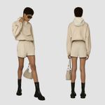 AMYLYNN Womens Darcie Hoodie‎ Vegan Leather Pocket Off White Sz Small Purple Photo 2