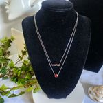 Silver Stainless Steel Double Strand MAMA Necklace New Red Photo 0
